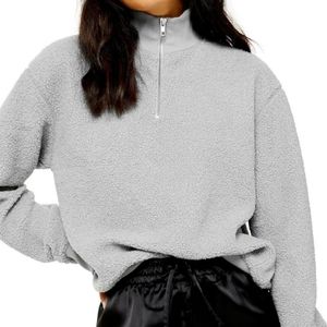 TOPSHOP 1/4 ZIP FUZZY PULLOVER